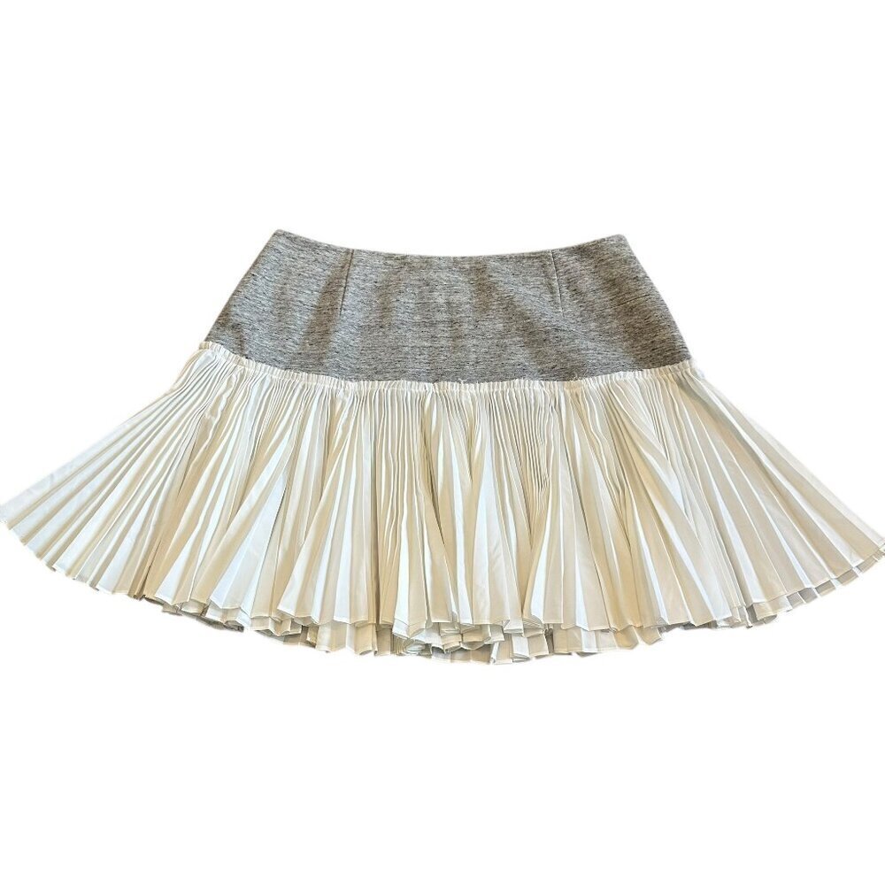 Derek Lam 10 Crosby Grey White Mini Tennis Skirt Pleated Fit N Flare Size 6